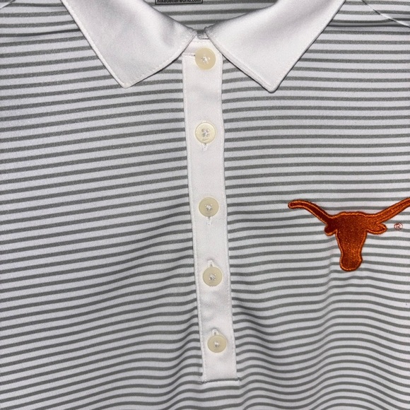 (Not AVAILABLE)Nike Golf White and Gray Striped Polo(0012) - Picture 2 of 10